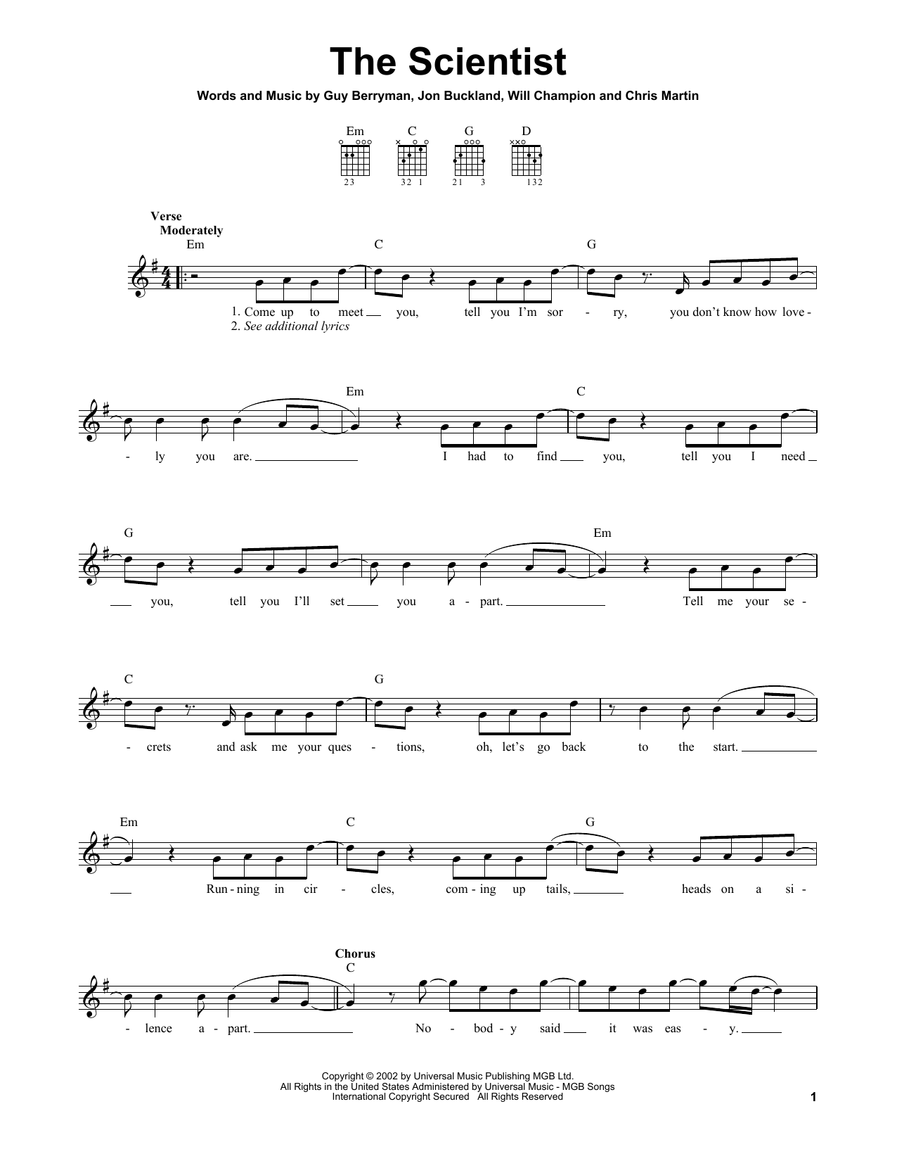 the scientist sheet music piano free